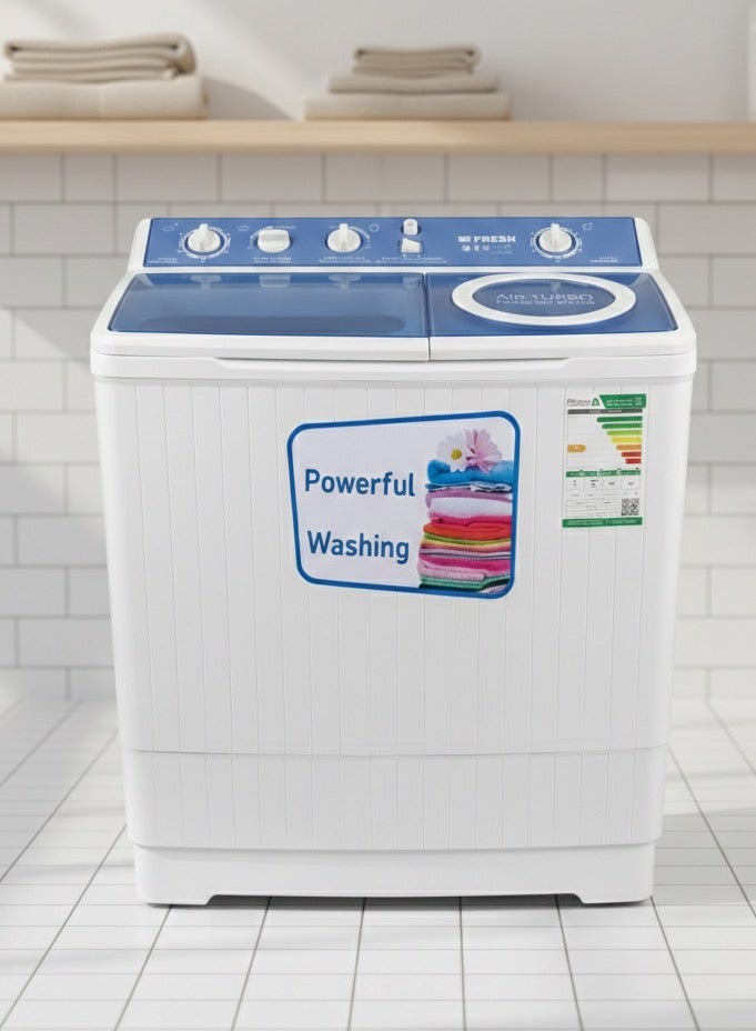 Fresh 8Kg Twin Tub Washing Machine Dual Motor Powerful Washing White - Image 4